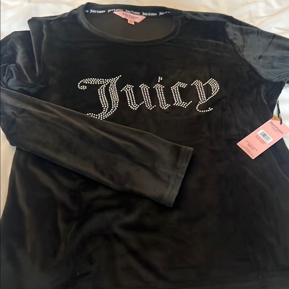Juicy Couture Tops - Juicy Couture Black Velvet Long Sleeve Top
